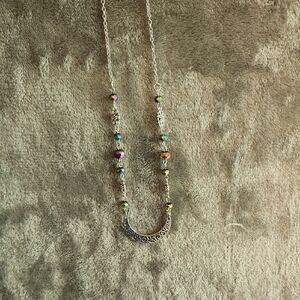 Elegant Silver and Multicolor Beaded Necklace